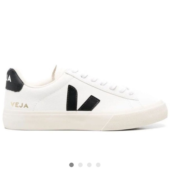 Veja Shoes - Veja White Leather Campo Sneaker with Black Accents
